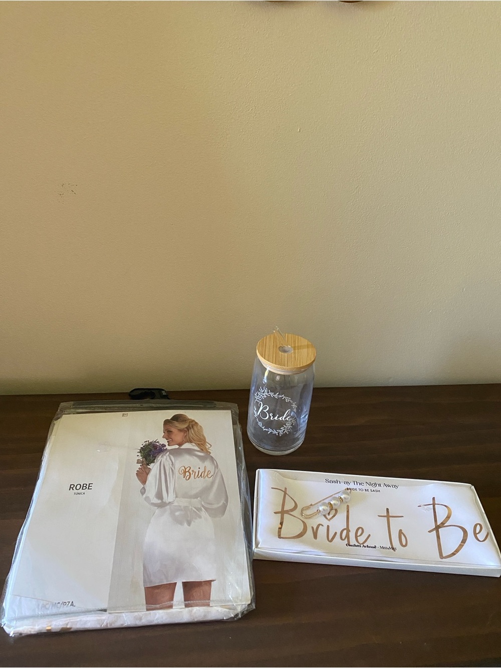 NWT Bride Getting Ready Bundle Robe + Sash + Cup